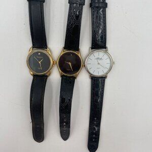 3 Vintage Quartz Wristwatches - Navarre & Moretti Gold & Silver Tones Needs Batt